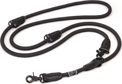 Productafbeelding van HUND IST KÖNIG: 3-voudig verstelbare hondenhalsband, 2,3 meter lang, geschikt voor grote honden (12 mm touw), ronde riem met lederen uiteinden