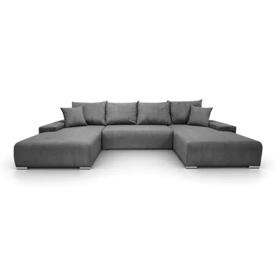 Produktbild von FurMeb24 ECKSOFA LAVANO U-form 348 x 188 cm HELLGRAU - mit schlaffunktion und bettkasten