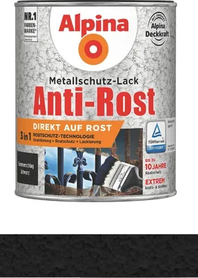 Produktbild von Alpina Metallschutzlack Anti-Rost Hammerschlag Schwarz 750 ml matt