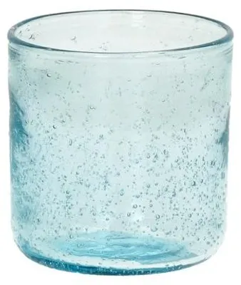 Imagen del producto de Vaso de vidrio Pomax Vico, color azul claro, diámetro 8 cm, altura 8,2 cm