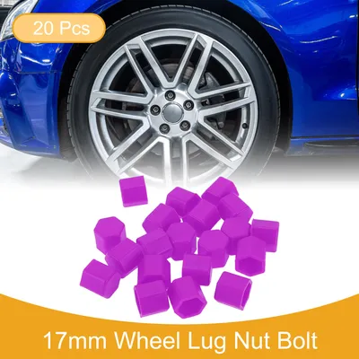 Image de 20 Boulons D'Écrou De Roue De Jante De Pneu De Vis De Boulon D'Écrou De Protection De Capuchon De Poussière De Silicone Fluorescent Violet 2,2X17X20Mm