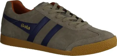 Produktbild von Gola Harrier Herrensneaker, Leder, Rhino/Navy/Orange, Wechselfußbett - Herrenschuhe Sneaker / Schnürschuh, Grau, leder