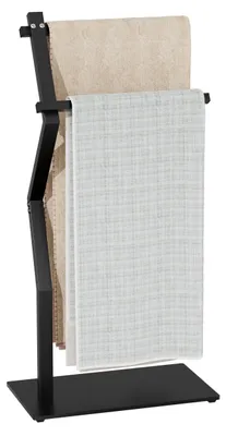 Freistehendes Handtuchregal, 2 Stangen, 40x20x80 cm, schwarz