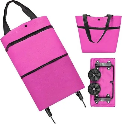 Produktbild von Faltbarer Einkaufswagen, rosa, praktisch