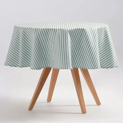 Productafbeelding van GAMUSI ARENZA Ronde tafelkleed, 155x155 cm, zeewaterkleur – Vlekbestendig – Katoen/polyester tafelkleed – gecertificeerd – Wasbaar