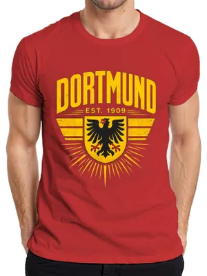 Immagine prodotto di T-shirt "Dortmund Est 1909 Adler Wappen Ruhrpott Statement", colore rosso, taglia L