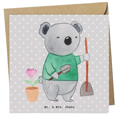 Produktbild von Mr. & Mrs. Panda Glückwunschkarte Garten- und Landschaftsbauerin Herz - Grau Pastell - Geschenk, Gartenbau, Gartenarbeit, faltkarte, Klappkarte, Gartenplaner, Grußkarte