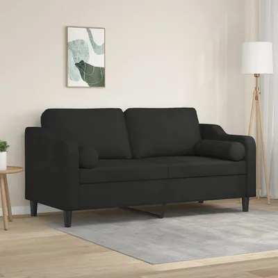 Obrázok produktu pre vidaXL 2-miestna pohovka s dekoratívnymi vankúšmi čierna 140 cm látka