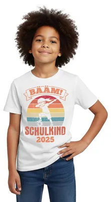 Produktbild von Spreadshirt Bääm! Schulkind 2025 Einschulung Dab Kinder T-Shirt, 110/116 (5-6 Jahre), Weiß