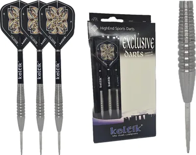 Image de Flèches de darts en acier Steeldart Keltik Ardan 24 g argentées - 90 % de tungstène