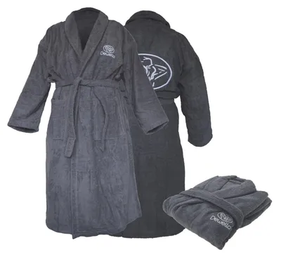Produktbild von Dewello® Bademantel ohne Kapuze aus Baumwolle für Sauna und nach dem Sport, Frottee Unisex Grau, Verschiedene Größen (S-XXL), Farbe:Grau