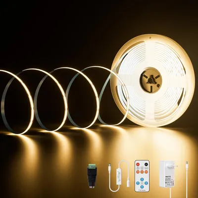 Zdjęcie produktu dla Zestaw taśmy LED COB, barwa ciepła (3000K), 10 metrów, z pilotem radiowym