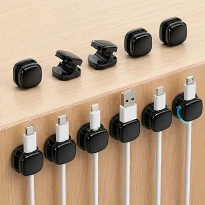 Zdjęcie produktu dla Uchwyt na kabel samoprzylepny obracany 360 organizer kabli 12 sztuk