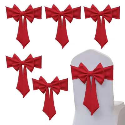 6 Spandex-Stuhlhussen, elastisch, rot, für Bankette & Feste