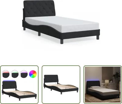 Produktbild von The Living Store Bettgestell mit LED-Leuchten Schwarz 100x200 cm Samt