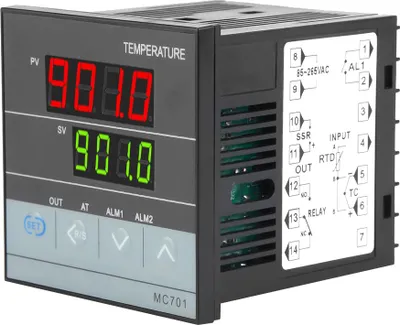 Obrázek produktu pro MC701 Digitální regulátor teploty PID Typ K Vstup pro čidlo PT100 Výstup relé SSR