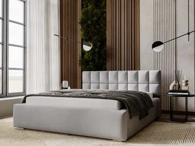 Produktbild von GrainGold Polsterbett Hugo 160x200 cm - Bett 160x200, Polsterbett mit Bettkasten - Doppelbett mit Lattenrost - Grau (Amor Velvet 4318)