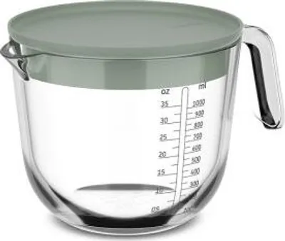 Produktbild von Mepal - Glas Messbecher mit Deckel Chef it - Leicht ablesbare. eingravierte Skala - Mikrowellen- & Backofengeeignet (ohne Deckel) - Hochwertiges Glas - Spülmaschinengeeignet - 1000 ml - Nordic sage