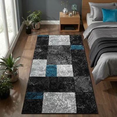 Produktbild von Carpetsale24 Designer Wohnzimmer Teppich Modern Weicher Kurzflor Teppich Konturenschnitt Pflegeleicht, Grösse: 80x150 cm