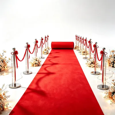 Roter Eventteppich 100x300 cm, Polyester, für Hochzeiten & Partys