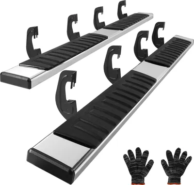 Zdjęcie produktu dla SucceBuy 6-calowe listwy progowe do 2007-2018 Chevy Silverado/GMC Sierra 1500 Crew Cab, 2019 2500HD/3500HD/1500 LD, 201 prętów ze stali nierdzewnej, udźwig 500 funtów, 2 szt