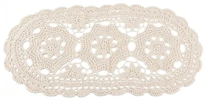 Ovale gehäkelte Tischdecke aus Baumwolle, beige, 30 x 60 cm