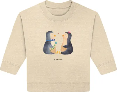 Produktbild von Mr. & Mrs. Panda Organic Baby Pullover Pinguin Pärchen 24. - 36. Monat - Natural Raw - Geschenk, Hochzeit, Verknallt, Hochzeitsgeschenk, Hochzeitstag, Bullover, Pinguine