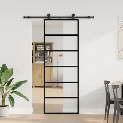 Produktbild von vidaXL Schiebetür mit Beschlag 76x205 cm ESG-Glas & Aluminium