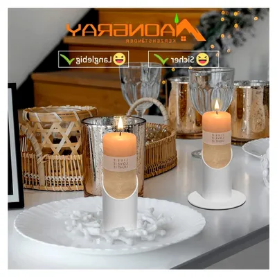 Produktbild von Kerzenständer für Kommunionkerzen, Metall Weiß, 4 cm mit Tropfschutz
