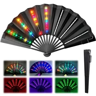 Zdjęcie produktu dla Wachlarz składany LED świecący na imprezy festiwale koncerty 63X33CM