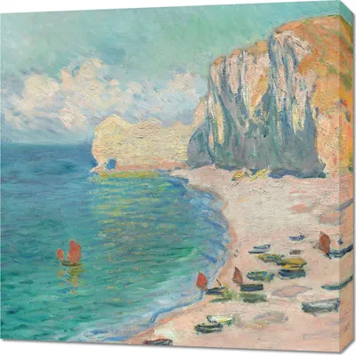 Immagine prodotto di Quadro 70x70 cm La spiaggia e la Falaise d'Amont, Monet Vintage