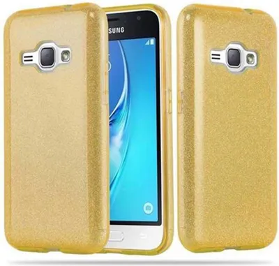 Produktbild von Cadorabo Hülle für Samsung Galaxy J1 2016 Schutz Hülle in Gold TPU Etui Handyhülle Hard Case Etui Glitzer Glitter