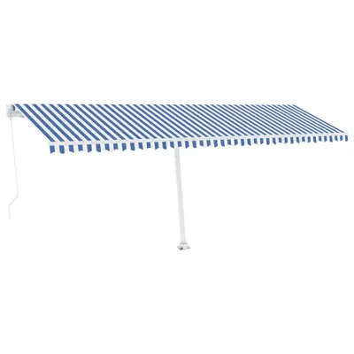 Image de vidaXL Store manuel rétractable avec LED 600x300 cm bleu blanc