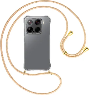 Produktbild von Handykette Backcover-Schutzhülle mit Band (Metall goldfarben) für Xiaomi 15 5G - Goldkordel