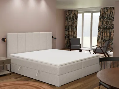 Obrázek produktu pro Postel FEDVE se skříňovými pružinami Ložnicová postel JUKON se 2 zásuvkami, manželská postel s matrací Bonell a topperem 160x200