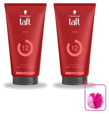 Imagen del producto de 2 unidades de gel fijador Taft Power V12 Turbo, 150 ml cada uno, pack económico