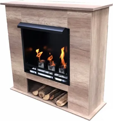 Zdjęcie produktu dla Kominek na etanol i żel Model Rustic Oak Light w zestawie 27 szt. Zestaw