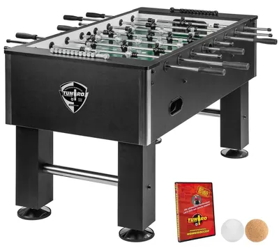 Produktbild von Tischkicker Basic Pro vormontiert 4 Dekorvarianten schadstoff inkl DVD + Bälle Kicker-Tisch Tischfussball 04 pro-Serie Black