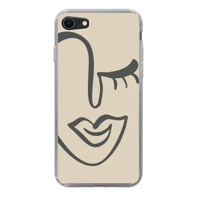 Produktbild von MuchoWow® Handyhülle Schutzhülle Hülle für iPhone SE 2020 Frau - Gesicht - Kunst Silikon Softcase Handy Hülle - Kartenbesitzer