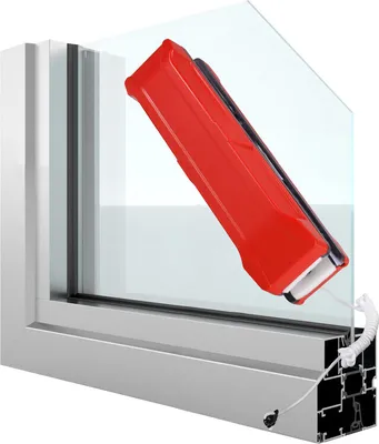 Image de Nettoyeur de vitres magnétique avec force magnétique réglable pour épaisseur de verre 15-26 mm / rouge