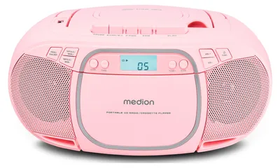 Produktbild von MEDION E66476 Stereo Sound System (Boombox, CD-Player, MP3, Kassette, tragbarer Kassettenspieler für Kinder, UKW Radio, AUX, Kopfhörer, Netz & Batterie) Pink