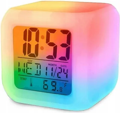 Zdjęcie produktu dla Budzik termometr kalendarz LCD kameleon