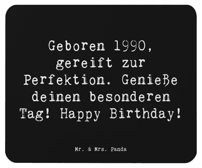 Produktbild von Mr. & Mrs. Panda Mauspad Spruch 1990 Geburtstag - Schwarz - Geschenk, Happy Birthday, Geburtstagsdeko, mousematte, Geburtstagsfeier, Mousepad, Geburtstagsüberraschung, pc