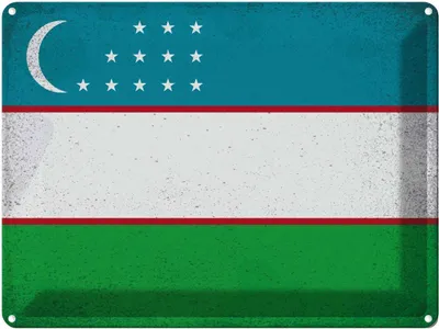 Produktbild von vianmo Blechschild 30x40 cm Usbekistan Uzbekistan Flagge Fahne Wappen