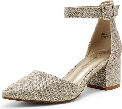 Produktbild von DREAM PAIRS Hochzeitsschuhe Damen Spangenpumps Tanzschuhe Sandaletten mit Blockabsatz Slingback Pumps,Size 37,Gold/Glitzer,ANNEE