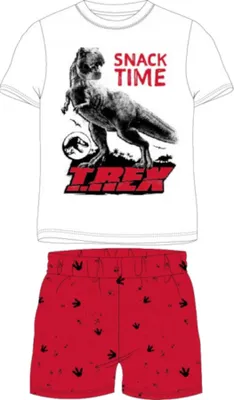 Produktbild von Kurzer Jurassic World Pyjama für Jungen ""Snack Time" weiß-rot, 104
