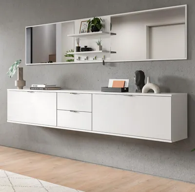 Produktbild von Garderobe Set 6-teilig "SystemX" in weiß Hochglanz Garderobenkombination 236 cm