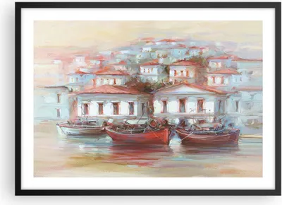 Produktbild von Gerahmtes Poster - Schwarzer Rahmen - Bild Segelboot Hafen - 70x50 cm - Wand Bild - Wanddeko - Wandbilder - Kunstposter - Wandposter - Bilderrahmen - Bilder - Kunstdruck - P2BAA70x50-4937