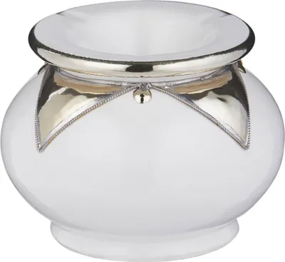 Produktbild von Orientalischer Aschenbecher für draußen mit Deckel Kanita Weiss 13cm Groß | Marokkanischer Windaschenbecher aus Keramik Bunt mit Silber Verzierung | Sturmaschenbecher als Geschirr & Dekoration