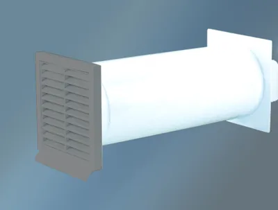 Produktbild von Teleskop-Mauerkasten - Außengitter grau, ø 125 mm, Mauerstärken 120 bis 450 mm